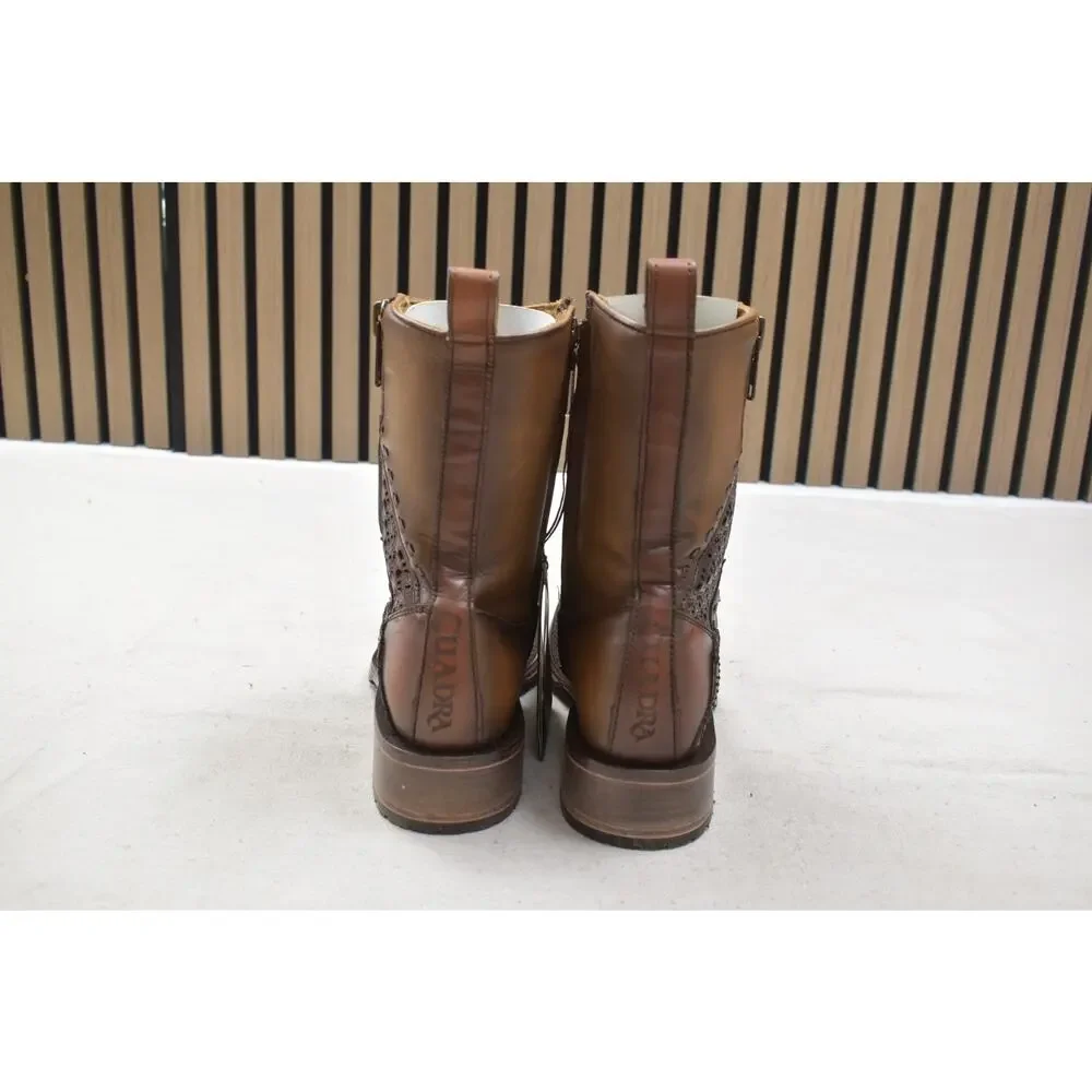 Cuadra Men's Honey Python Skin Laser Woven Zip Leather Boot CU425 US Size 6 EE
